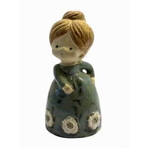 Vintage UCTI Stoneware Girl Bell Figurine Made In Japan 4.5 Inches Tall